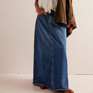 We The Free Come As You Are Denim Maxi Skirt - Dark Indigo